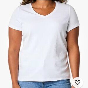 St Johns Bay Womens Size M T-Shirt Top Short Sleeve V-Neck  WHITE NWTs